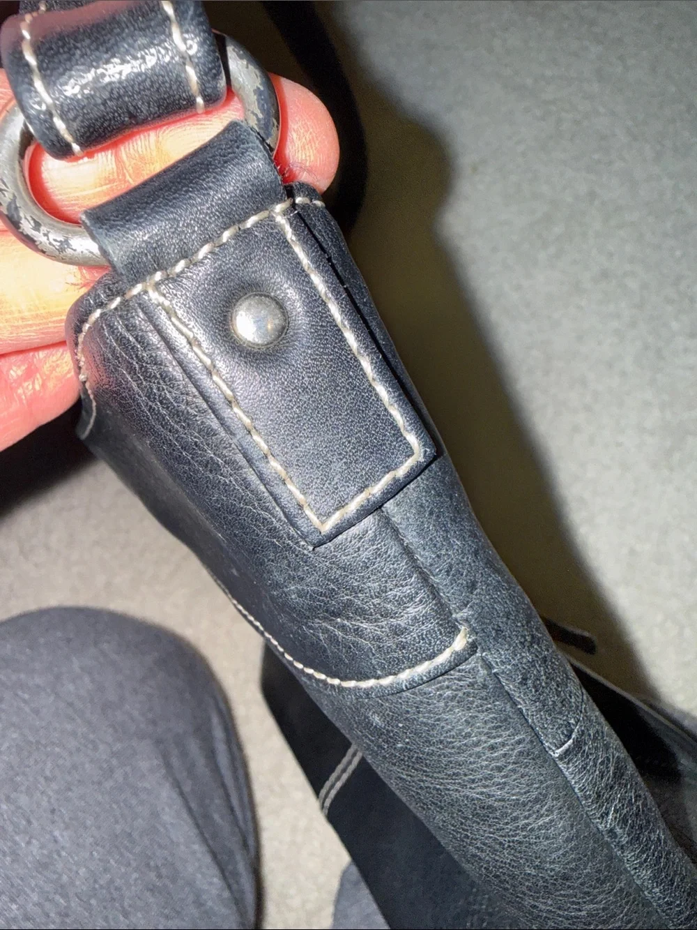 Vintage Fossil Black Leather Mini Crossbody Bag